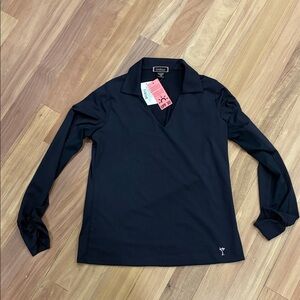 Golftini- navy Long Sleeve V-Neck Top